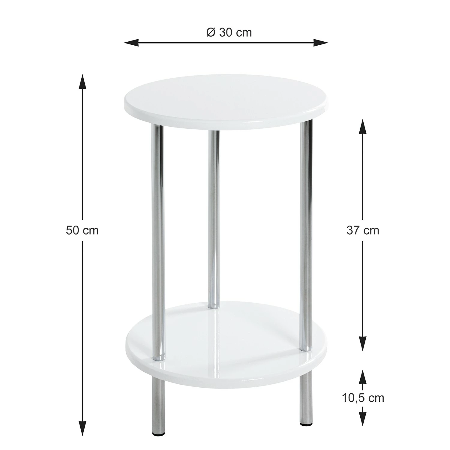 Loftscape Bout de canapé Modane - Métal - Blanc brillant / Chrome 4 Loftscape Bout de canapé Modane - Métal - Blanc brillant / Chrome – Image 2