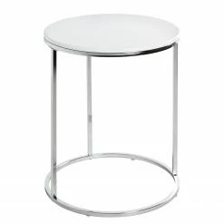 Loftscape Bout de canapé Molac - Métal - Blanc brillant / Chrome