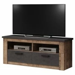 Trendteam Meuble TV Georgia - Gris foncé / Imitation chêne rustique
