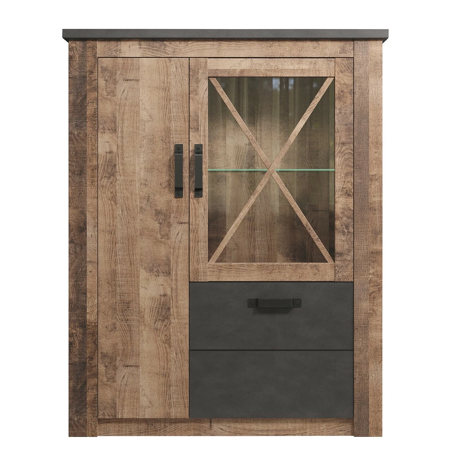 Trendteam Buffet haut Georgia - Gris foncé / Imitation chêne rustique 8 Trendteam Buffet haut Georgia - Gris foncé / Imitation chêne rustique – Image 6