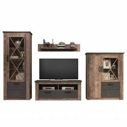 Trendteam Ensemble meubles TV Georgia (4 éléments) - Gris foncé / Imitation chêne rustique -loftscape Boutique 1000300851 211015 12543600081 DETAILS P000000001000300851