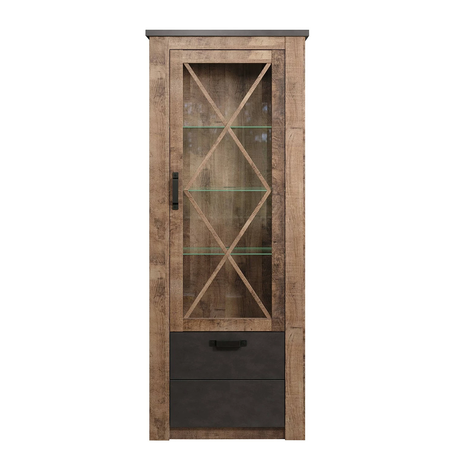 Trendteam Vitrine Georgia - Gris foncé / Imitation chêne rustique 8 Trendteam Vitrine Georgia - Gris foncé / Imitation chêne rustique – Image 6