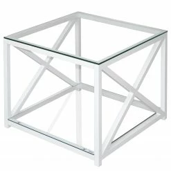 Loftscape Bout de canapé Empesos - Verre / Métal - Blanc
