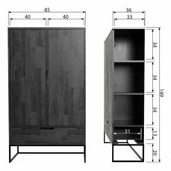 Red Living Armoire Cobar - Frêne massif - Frêne noir -loftscape Boutique 1000304175 211029 12341500680 SKETCH DETAILS P000000001000304175 sketch