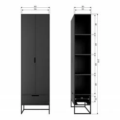 Red Living Armoire d’entrée Cobar - Frêne massif - Frêne noir -loftscape Boutique 1000304181 211029 12341600724 SKETCH DETAILS P000000001000304181 sketch