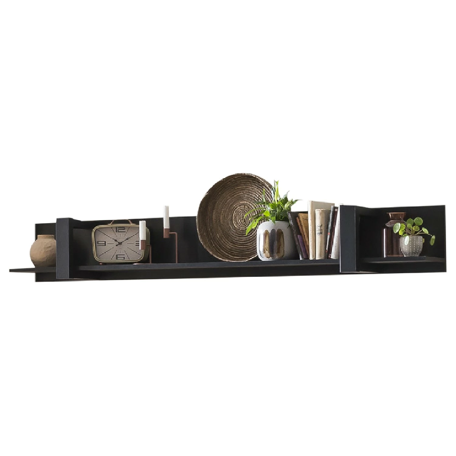 Red Living Étagère murale Norddal - Noir - Largeur : 180 cm 6 Red Living Étagère murale Norddal - Noir - Largeur : 180 cm – Image 4