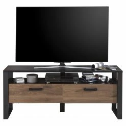 Red Living Meuble TV Norddal II - Imitation noyer / Noir