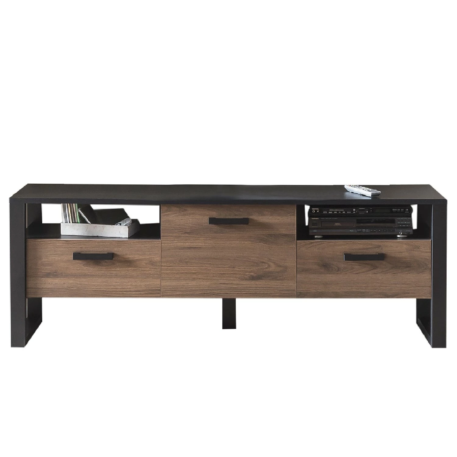 Red Living Meuble TV Norddal I - Imitation noyer / Noir 7 Red Living Meuble TV Norddal I - Imitation noyer / Noir – Image 5