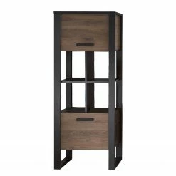 Red Living Étagère Norddal III - Imitation noyer / Noir