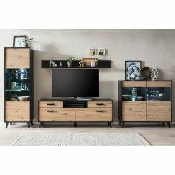 Norrwood Vitrine Argenteuil - Imitation chêne artisan / Noir - Hauteur : 199 cm -loftscape Boutique 1000304822 211118 07224600037 MOOD DETAILS P000000001000304822 mood