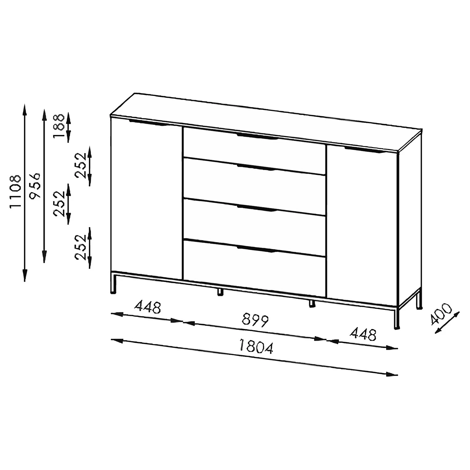 Maja Möbel Buffet Trend Wood I - Imitation chêne à nœuds / Noir 8 Maja Möbel Buffet Trend Wood I - Imitation chêne à nœuds / Noir – Image 6