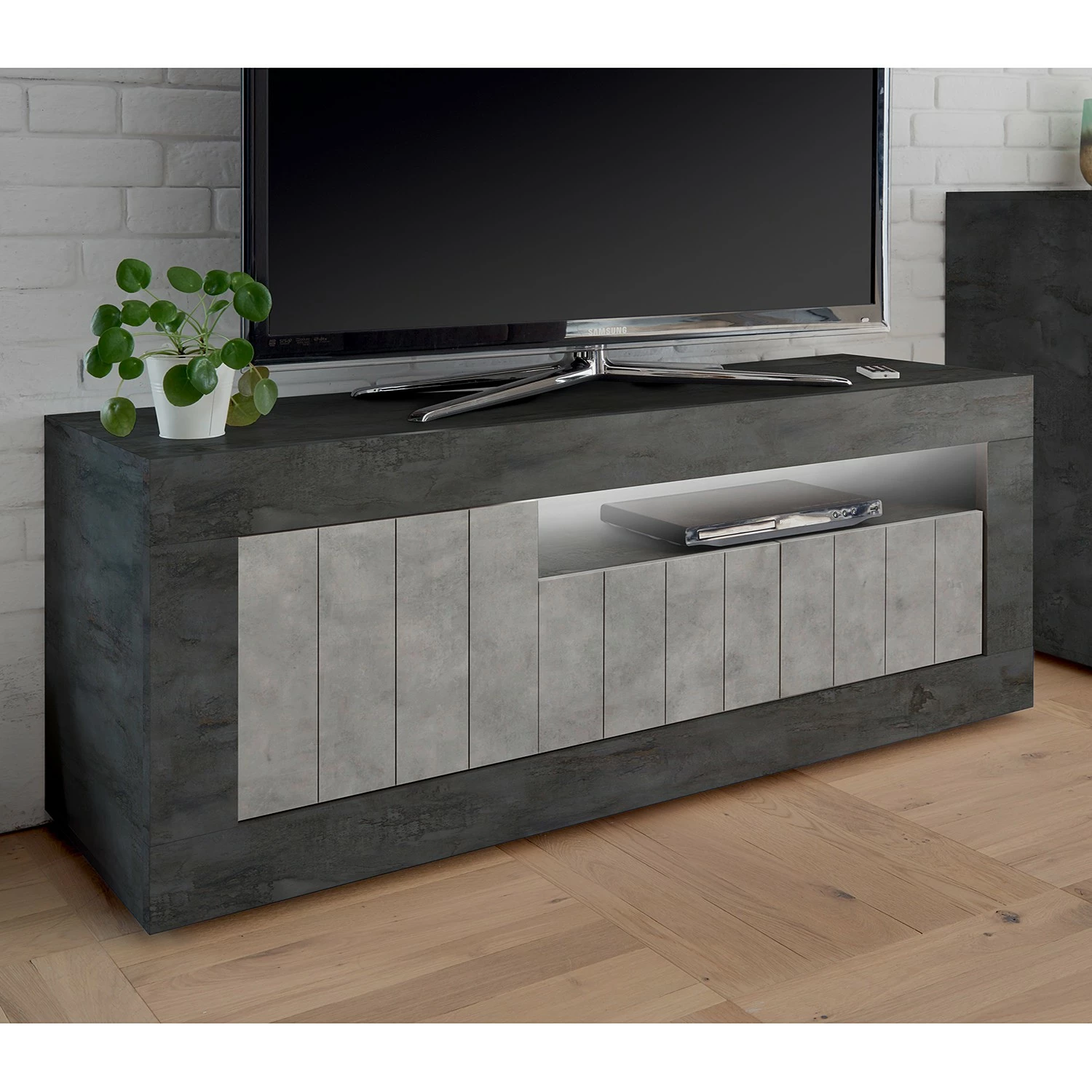 LC Spa Meuble TV Urbino - Gris clair / Gris foncé 4 LC Spa Meuble TV Urbino - Gris clair / Gris foncé – Image 2