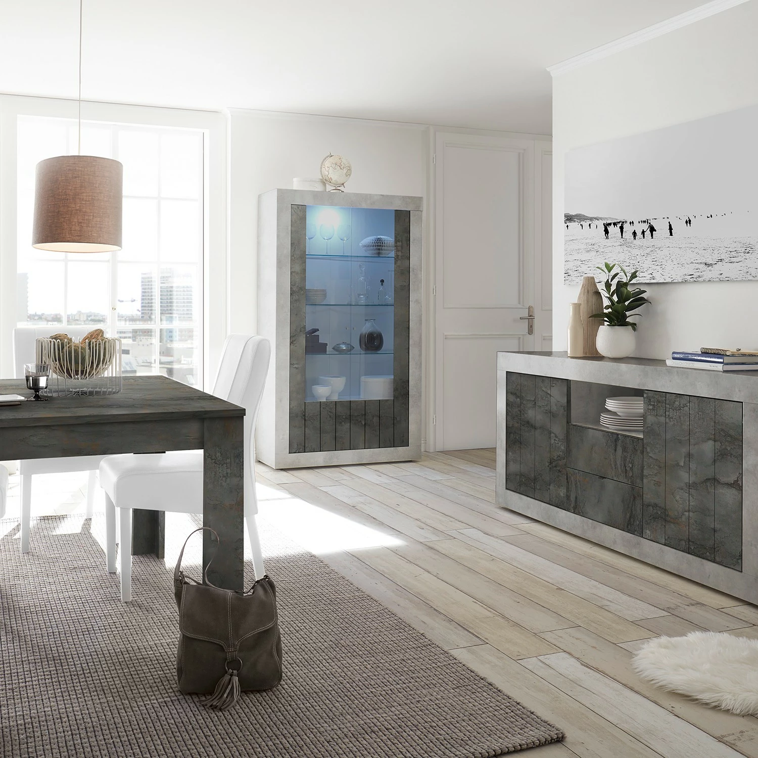 LC Spa Vitrine Urbino - Anthracite / Gris clair 4 LC Spa Vitrine Urbino - Anthracite / Gris clair – Image 2