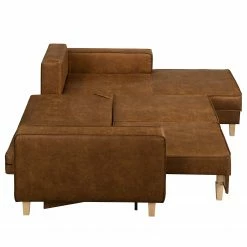Canapé d’angle MAISON, fonction couchage - Tissu composite Dalia: Marron clair - Méridienne courte à droite (vue de face) -loftscape Boutique 1000306766 211207 11480700680 DETAILS P000000001000306766