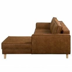 Canapé d’angle MAISON, fonction couchage - Tissu composite Dalia: Marron clair - Méridienne courte à droite (vue de face) -loftscape Boutique 1000306766 211207 11480700684 DETAILS P000000001000306766