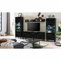 Jack & Alice Meuble TV Fintel II - Imitation marbre noir / Noir -loftscape Boutique 1000307048 211110 08234400056 MOOD DETAILS P000000001000307048 mood