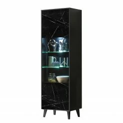 Jack & Alice Vitrine Fintel - Imitation marbre noir / Noir - Hauteur : 199 cm