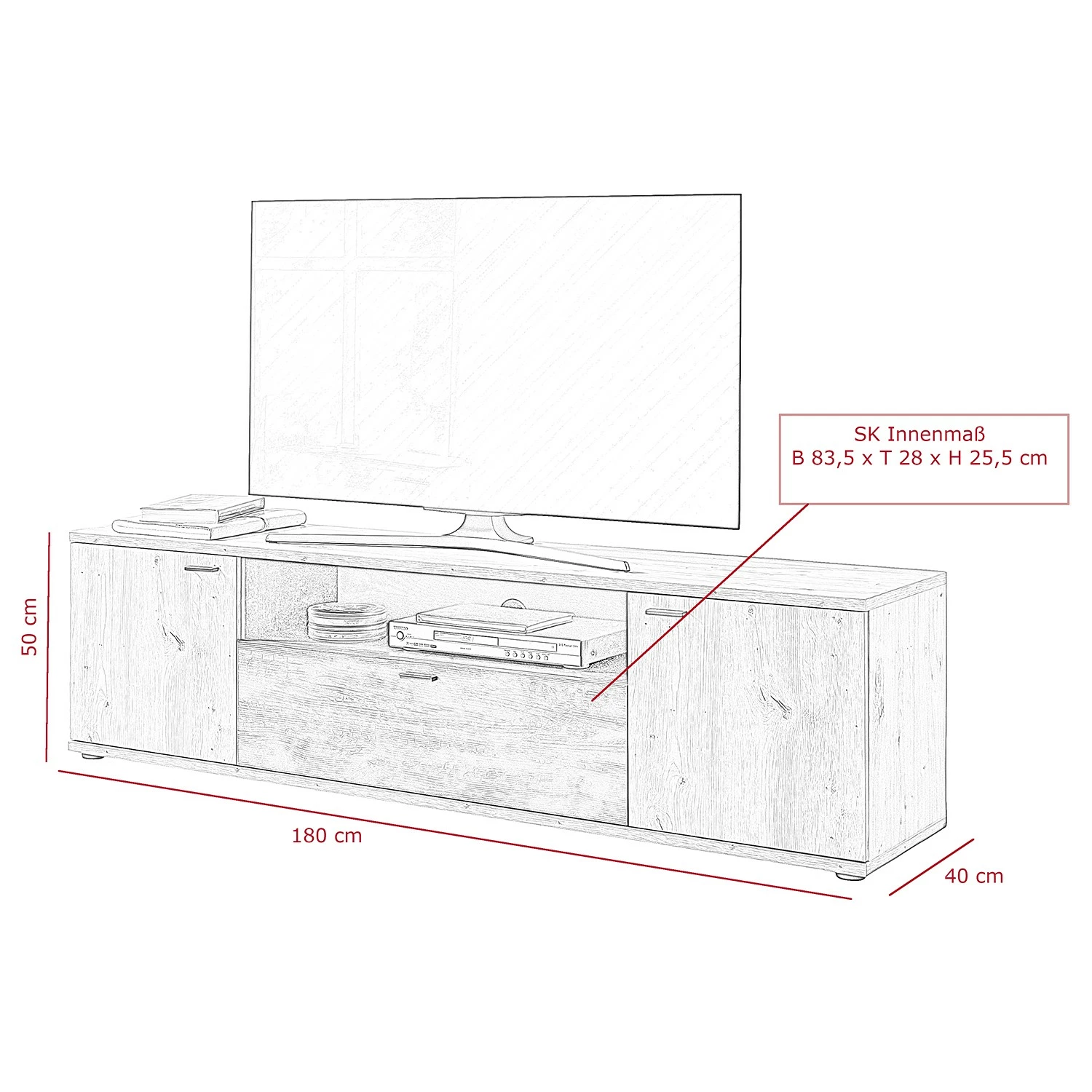 Red Living Meuble TV Ambato - Imitation bois ancien 7 Red Living Meuble TV Ambato - Imitation bois ancien – Image 5