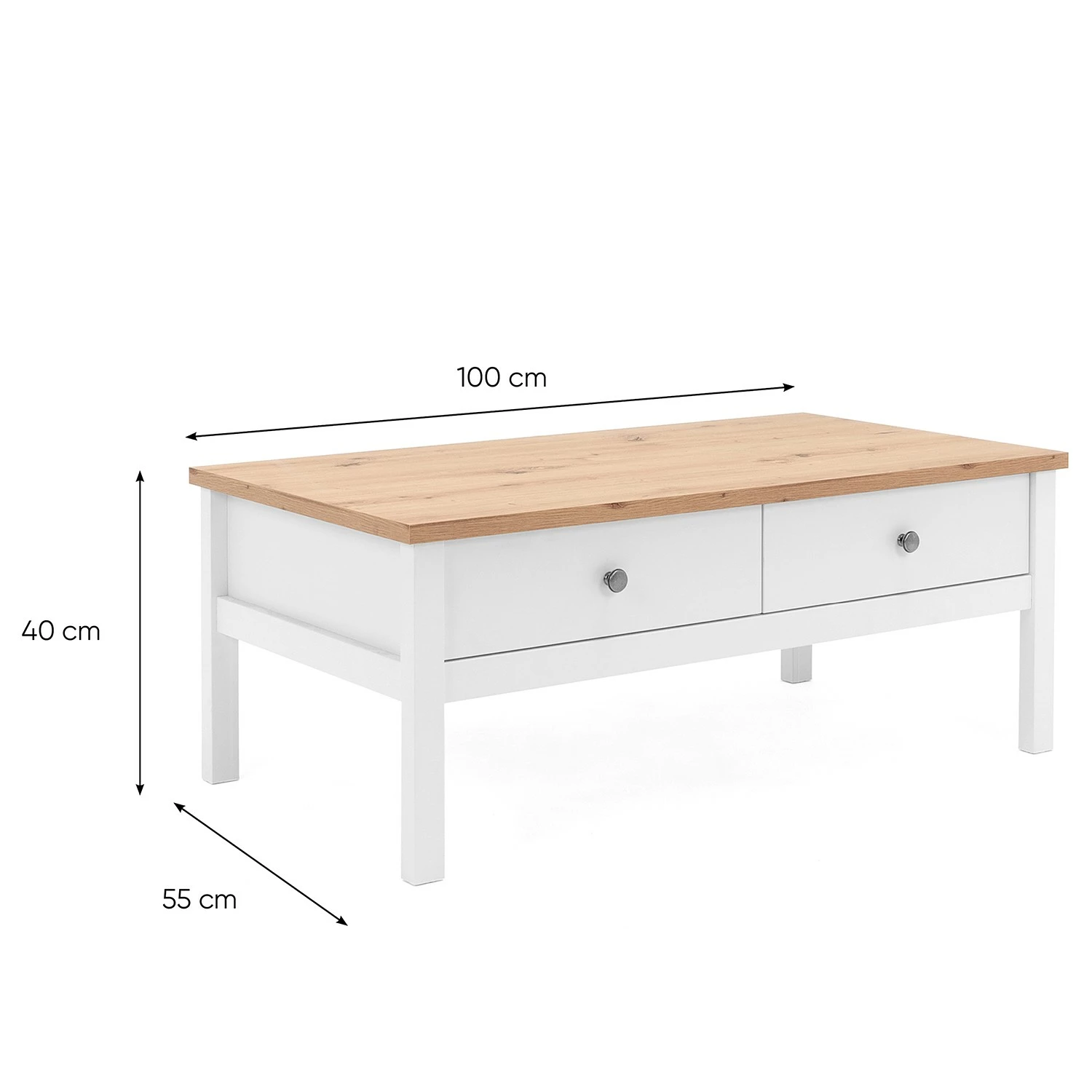 Ridgevalley Table basse Bombita - Blanc / Imitation chêne artisan 11 Ridgevalley Table basse Bombita - Blanc / Imitation chêne artisan – Image 9