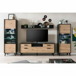 Norrwood Ensemble meubles TV Argenteuil I (4 él.) - Imitation chêne artisan / Noir