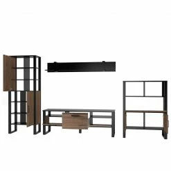 Red Living Ensemble meubles TV Norddal II (4 élém.) - Imitation noyer / Noir -loftscape Boutique 1000310666 211125 14551700074 DETAILS P000000001000310666