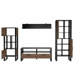 Red Living Ensemble meubles TV Norddal III (4 él.) - Imitation noyer / Noir -loftscape Boutique 1000310667 211125 14554100087 DETAILS P000000001000310667