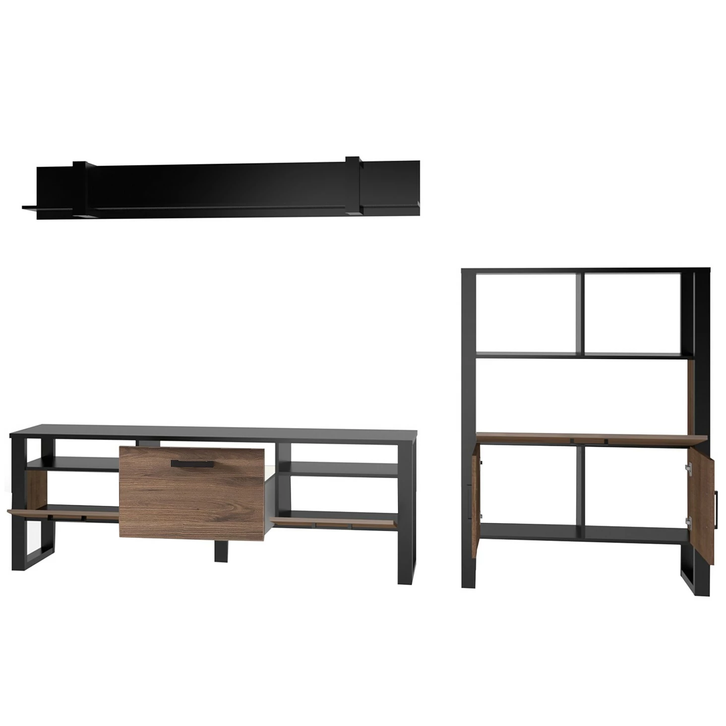 Red Living Ensemble meubles TV Norddal IV (3 élém.) - Imitation noyer / Noir 6 Red Living Ensemble meubles TV Norddal IV (3 élém.) - Imitation noyer / Noir – Image 4