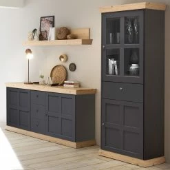 Ridgevalley Ensemble meubles TV Maiossa I (3 élém.) - Anthracite / Imitation chêne