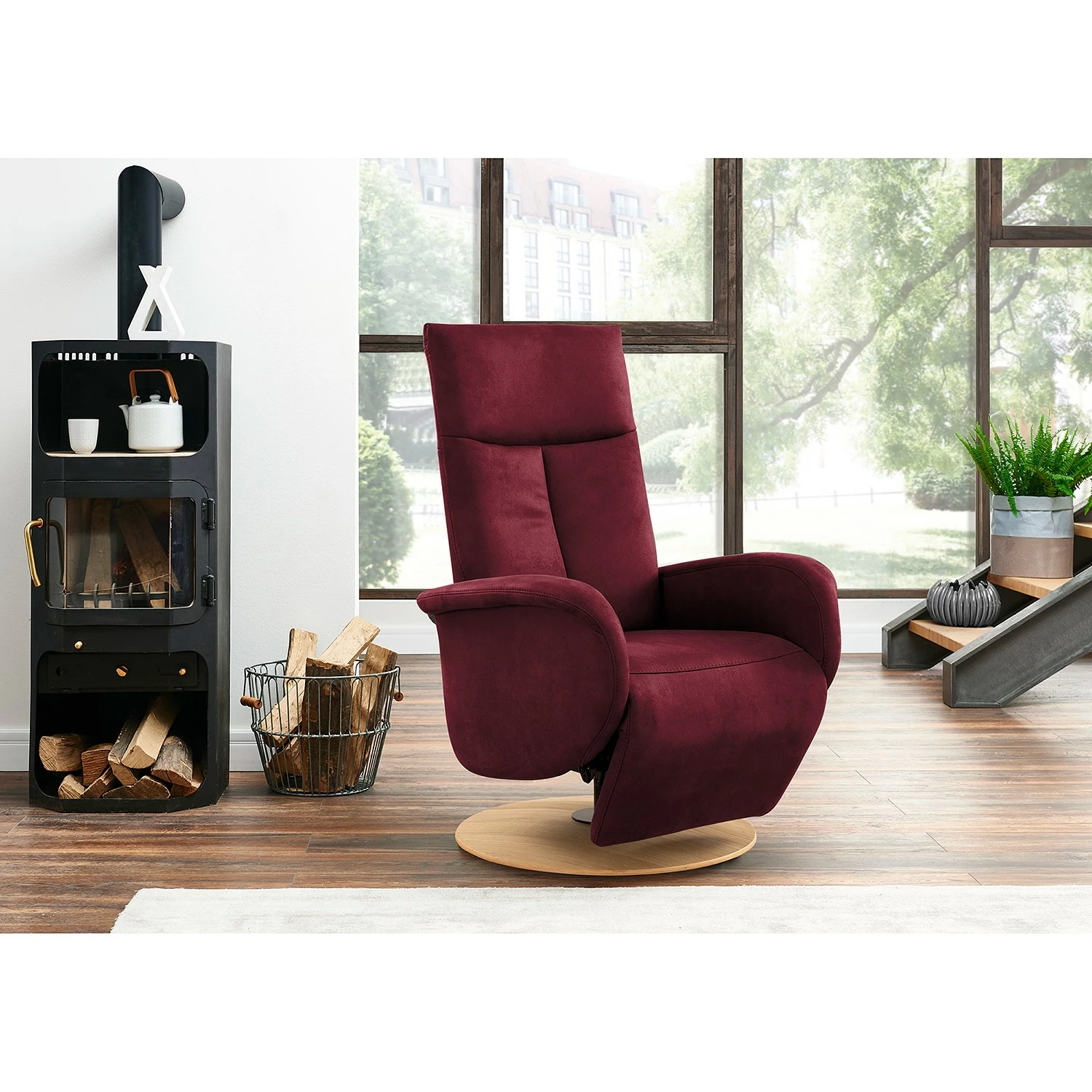 Loftscape Fauteuil relax Nesebar I - Microfibre Flavie: Bordeaux - Fonction relaxation - Sans aide au redressement - Réglage manuel 4 Loftscape Fauteuil relax Nesebar I - Microfibre Flavie: Bordeaux - Fonction relaxation - Sans aide au redressement - Réglage manuel – Image 2