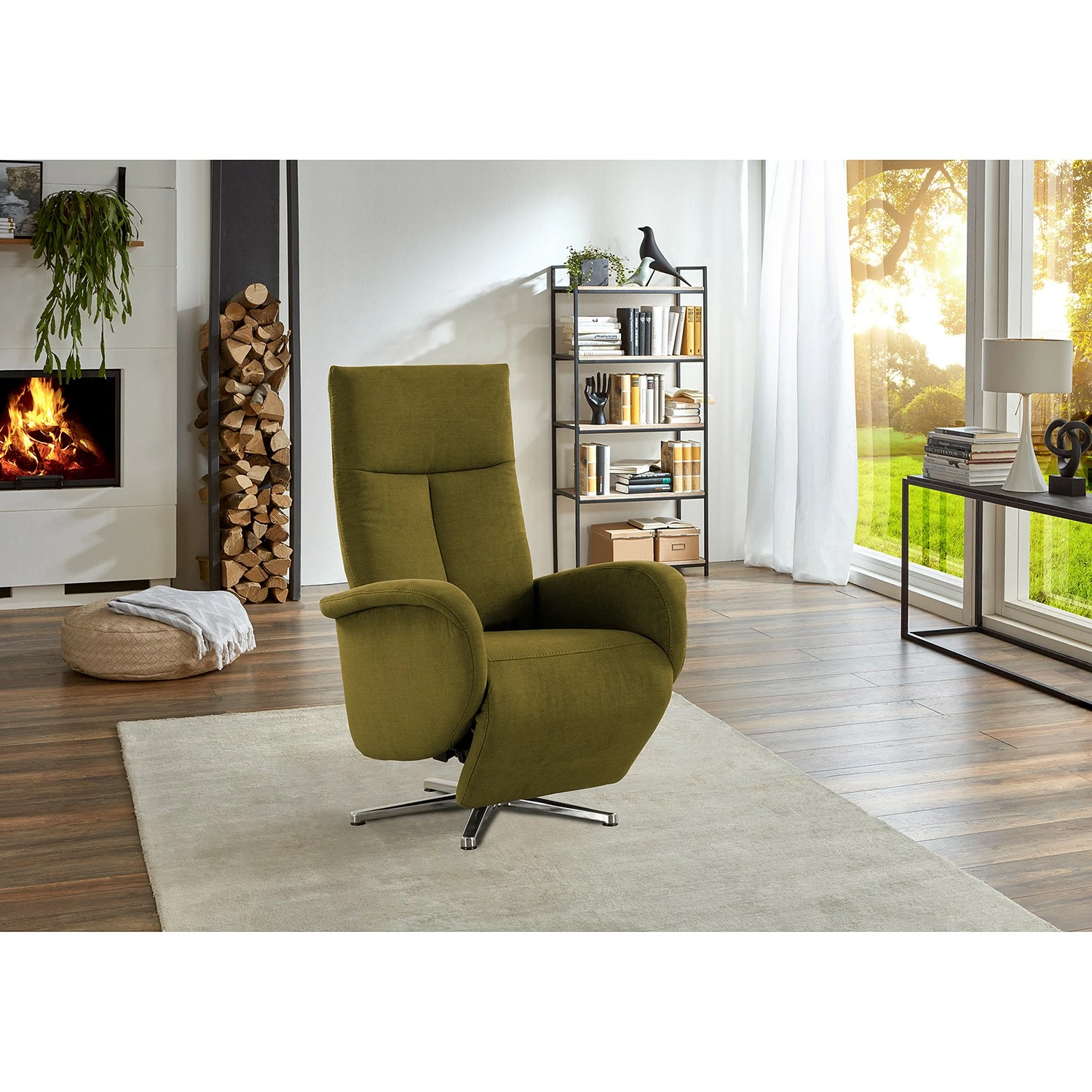Loftscape Fauteuil relax Nesebar II - Tissu Olea: Vert olive - Fonction relaxation - Sans aide au redressement - Réglage électrique : 2 moteurs avec câble 4 Loftscape Fauteuil relax Nesebar II - Tissu Olea: Vert olive - Fonction relaxation - Sans aide au redressement - Réglage électrique : 2 moteurs avec câble – Image 2