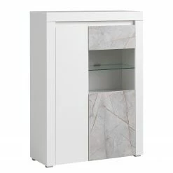 Loftscape Buffet haut Stonda I - Blanc - Porte en verre à droite
