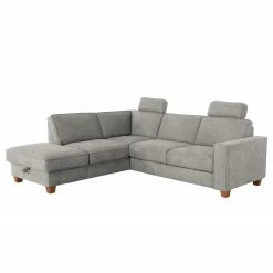 Fredriks Canapé d’angle Ford Point - Tissage à plat - Tissu Palila: Granite - Méridienne longue à gauche (vue de face) - Avec fonction couchage