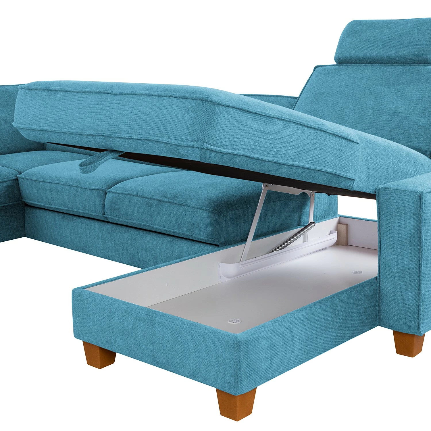 Fredriks Canapé panoramique Ford Point - Tissage à plat - Tissu Palila: Bleu clair - Méridienne longue à gauche (vue de face) - Avec fonction couchage 9 Fredriks Canapé panoramique Ford Point - Tissage à plat - Tissu Palila: Bleu clair - Méridienne longue à gauche (vue de face) - Avec fonction couchage – Image 7