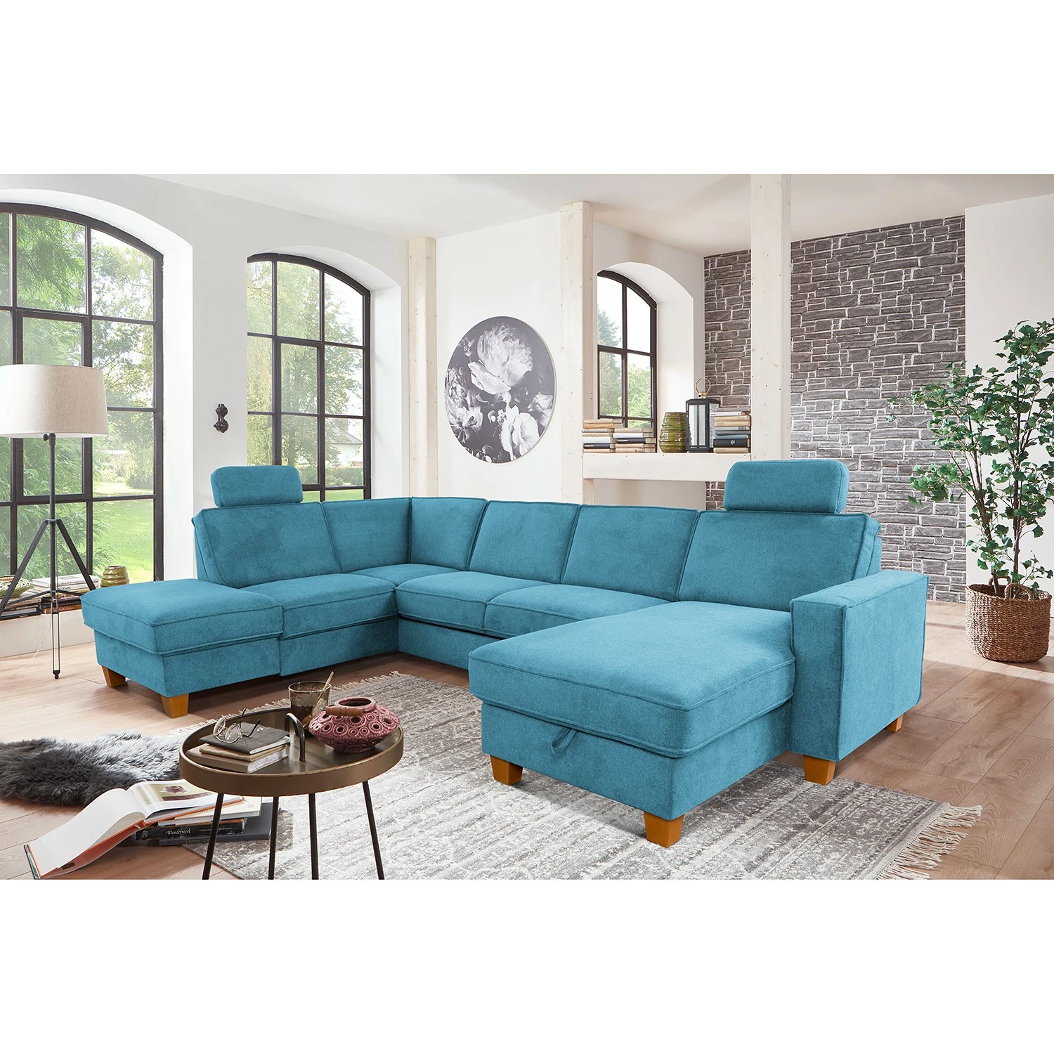 Fredriks Canapé panoramique Ford Point - Tissage à plat - Tissu Palila: Bleu clair - Méridienne longue à gauche (vue de face) - Avec fonction couchage 4 Fredriks Canapé panoramique Ford Point - Tissage à plat - Tissu Palila: Bleu clair - Méridienne longue à gauche (vue de face) - Avec fonction couchage – Image 2