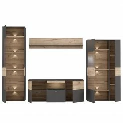 Loftscape Ensemble meubles TV Corey (4 éléments) - Avec éclairage - Imitation chêne / Gris -loftscape Boutique 1000314793 211215 081141000045 DETAILS P000000001000314793