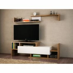 Loftscape Ensemble meubles TV Dindori (2 éléments) - Blanc / Imitation noyer -loftscape Boutique 1000314845 211214 13383000032 MOOD DETAILS P000000001000314845 mood