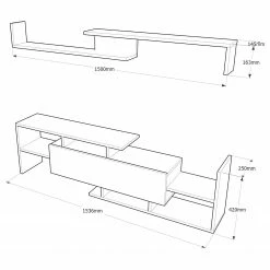 Loftscape Ensemble meubles TV Dindori (2 éléments) - Blanc / Imitation noyer -loftscape Boutique 1000314845 211214 133830000512 SKETCH DETAILS P000000001000314845 sketch