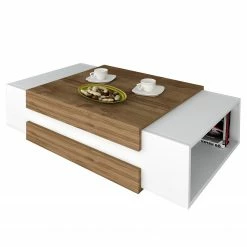 Red Living Table basse Nohra - Blanc / Imitation noyer