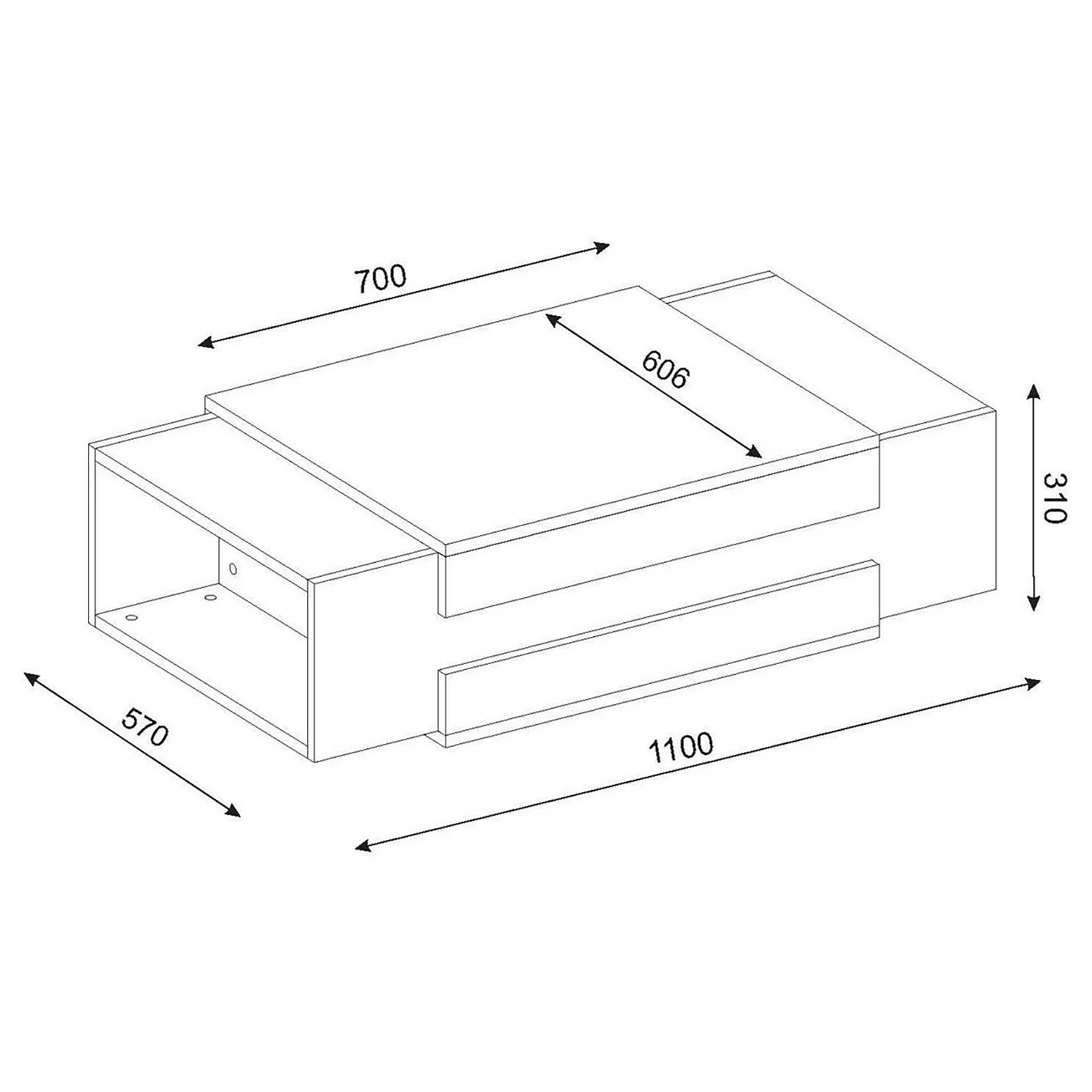 Red Living Table basse Nohra - Blanc / Imitation noyer 6 Red Living Table basse Nohra - Blanc / Imitation noyer – Image 4