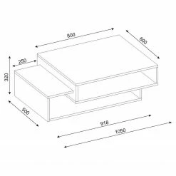 Loftscape Table basse Tarup - Blanc / Imitation noyer -loftscape Boutique 1000314853 211214 133830000529 SKETCH DETAILS P000000001000314853 sketch
