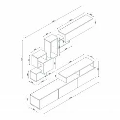 Loftscape Ensemble meuble TV Eliho (2 éléments) - Blanc / Imitation noyer -loftscape Boutique 1000314887 211214 133832000591 SKETCH DETAILS P000000001000314887 sketch
