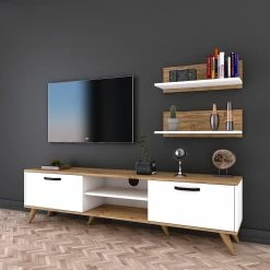 Ensemble meubles TV Rangun I (3 élém.) - Imitation chêne / Blanc 11 Ensemble meubles TV Rangun I (3 élém.) - Imitation chêne / Blanc -loftscape Boutique 1000314888 211214 133833000115 MOOD DETAILS P000000001000314888 mood