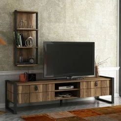 Red Living Ensemble meubles TV Lando (2 éléments) - Imitation noyer / Gris