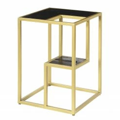 Jack & Alice Bout de canapé Nooble - Manguier massif / Métal - Manguier noir / Doré