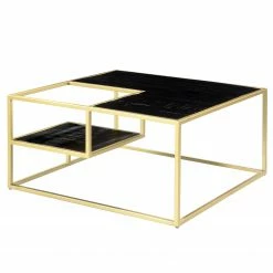 Jack & Alice Table basse Nooble - Manguier massif / Métal - Manguier noir / Doré