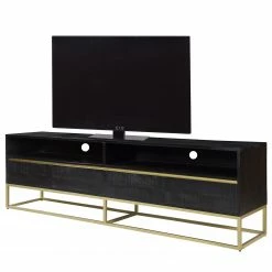 Jack & Alice Meuble TV Nooble - Manguier massif / Métal - Manguier noir / Doré
