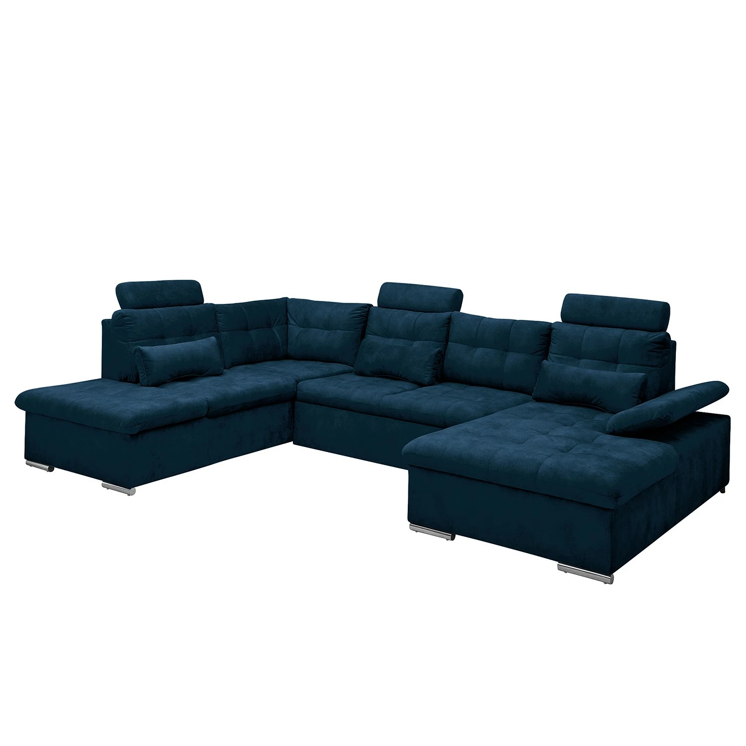 Fredriks Canapé panoramique Puntiro III - Microfibre Salvo: Bleu nuit - Méridienne courte à droite / longue à gauche (vue de face) - Avec fonction couchage 3 Fredriks Canapé panoramique Puntiro III - Microfibre Salvo: Bleu nuit - Méridienne courte à droite / longue à gauche (vue de face) - Avec fonction couchage