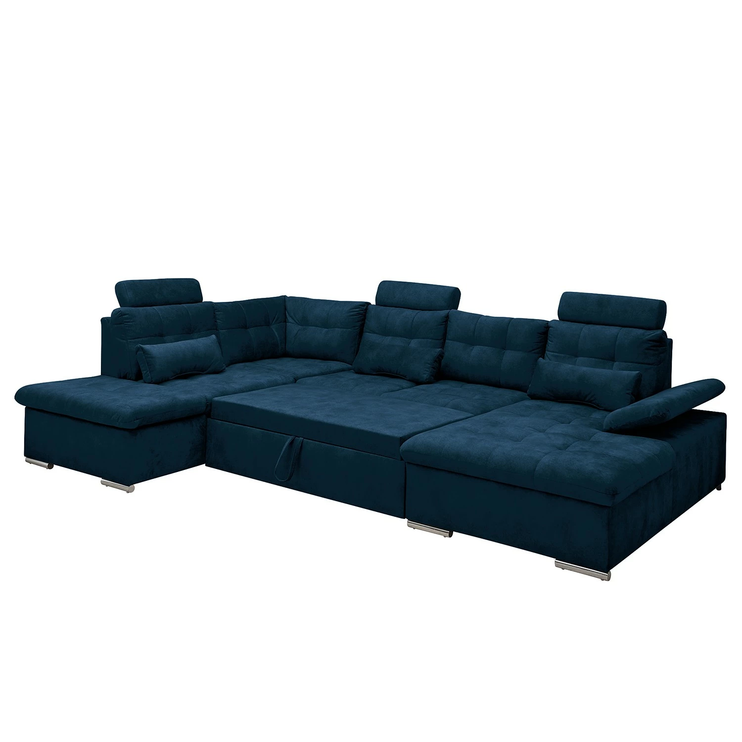 Fredriks Canapé panoramique Puntiro III - Microfibre Salvo: Bleu nuit - Méridienne courte à droite / longue à gauche (vue de face) - Avec fonction couchage 8 Fredriks Canapé panoramique Puntiro III - Microfibre Salvo: Bleu nuit - Méridienne courte à droite / longue à gauche (vue de face) - Avec fonction couchage – Image 6