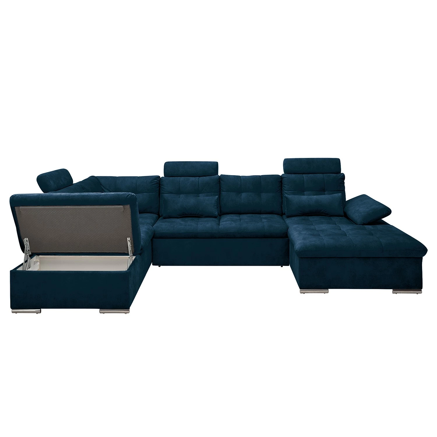 Fredriks Canapé panoramique Puntiro III - Microfibre Salvo: Bleu nuit - Méridienne courte à droite / longue à gauche (vue de face) - Avec fonction couchage 12 Fredriks Canapé panoramique Puntiro III - Microfibre Salvo: Bleu nuit - Méridienne courte à droite / longue à gauche (vue de face) - Avec fonction couchage – Image 10