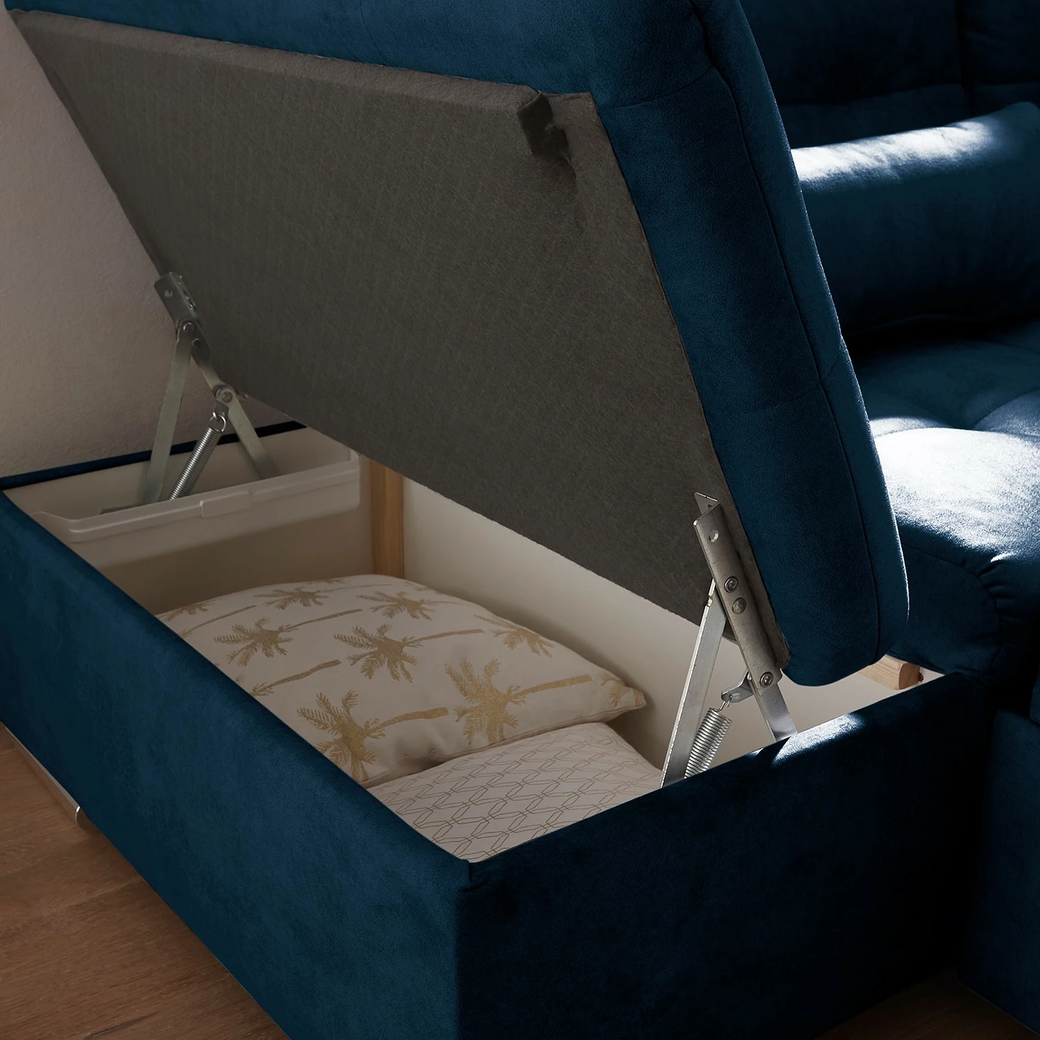 Fredriks Canapé panoramique Puntiro III - Microfibre Salvo: Bleu nuit - Méridienne courte à droite / longue à gauche (vue de face) - Avec fonction couchage 14 Fredriks Canapé panoramique Puntiro III - Microfibre Salvo: Bleu nuit - Méridienne courte à droite / longue à gauche (vue de face) - Avec fonction couchage – Image 12